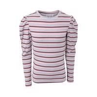 HOUND rib top med lange ærmer i soft pink – stribet bluse med pufærmer til piger